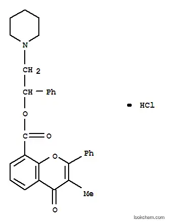 4H-1-Benzopyran-8-carboxylic acid, 3-methyl-4-oxo-2-phenyl-, 1-phenyl-2-(1-piperidinyl)ethyl ester, hydrochloride, (+-)-