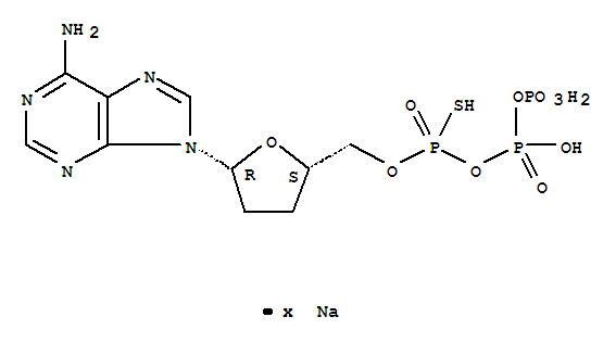 Adenosine,2',3'-dideoxy-, 5'?P''-ester with thiotriphosphoric acid ((HO)2P(O)OP(O)(OH)OP(O)(OH)(SH)),sodium salt (9CI)