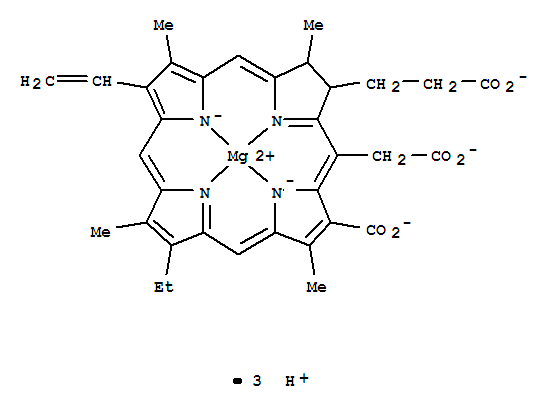 Magnesate(3-),[(7S,8S)-3-carboxy-5-(carboxymethyl)-13-ethenyl-18-ethyl-7,8-dihydro-2,8,12,17-tetramethyl-21H,23H-porphine-7-propanoato(5-)-kN21,kN22,kN23,kN24]-, hydrogen (1:3), (SP-4-2)-