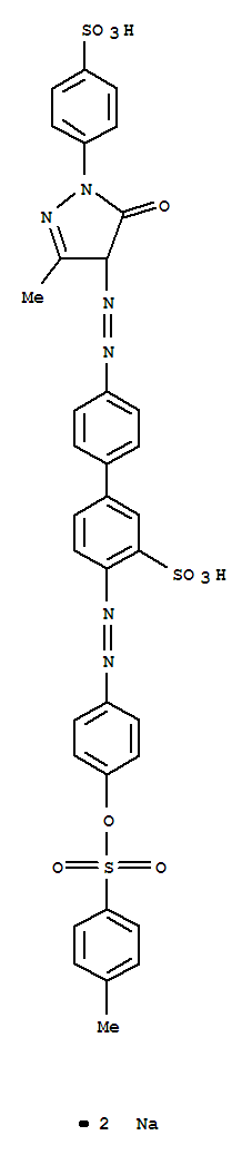 [1,1'-Biphenyl]-3-sulfonicacid,4'-[2-[4,5-dihydro-3-methyl-5-oxo-1-(4-sulfophenyl)-1H-pyrazol-4-yl]diazenyl]-4-[2-[4-[[(4-methylphenyl)sulfonyl]oxy]phenyl]diazenyl]-,sodium salt (1:2)