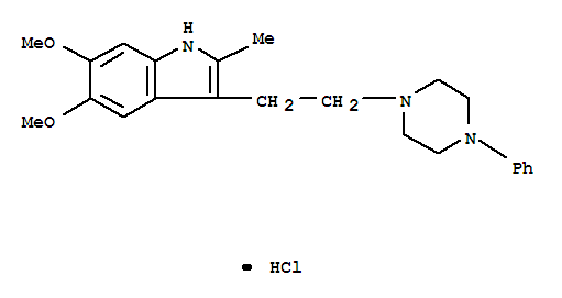 1H-Indole,5,6-dimethoxy-2-methyl-3-[2-(4-phenyl-1-piperazinyl)ethyl]-, hydrochloride(1:1) cas  17506-66-0
