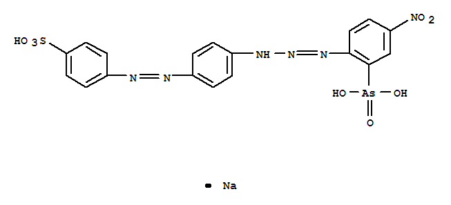 Benzenesulfonic acid,4-[2-[4-[3-(2-arsono-4-nitrophenyl)-1-triazen-1-yl]phenyl]diazenyl]-, sodiumsalt (1:1)