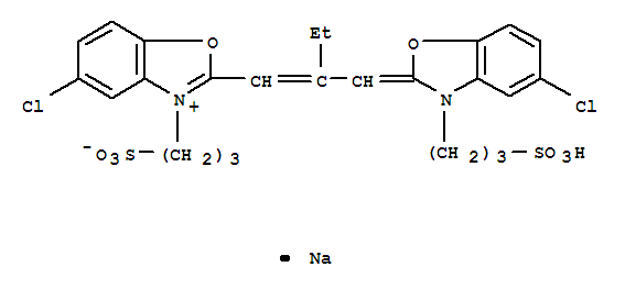 hydrogen 5-chloro-2-[2-[[5-chloro-3-(3-sulphonatopropyl)-3H-benzoxazol-2-ylidene]methyl]but-1-enyl]-3-(3-sulphonatopropyl)benzoxazolium, sodium salt