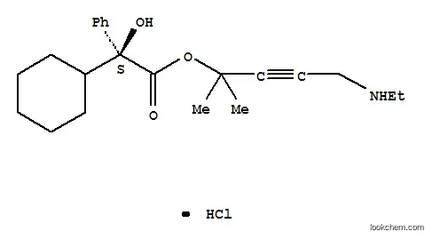 Molecular Structure of 192204-98-1 (Benzeneacetic acid, alpha-cyclohexyl-alpha-hydroxy-, 4-(ethylamino)-1, 1-dimethyl-2-butynyl ester, hydrochloride, (S)-)
