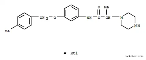Molecular Structure of 19644-91-8 (N-[3-[(4-methylphenyl)methoxy]phenyl]-2-piperazin-1-yl-propanamide hyd rochloride)