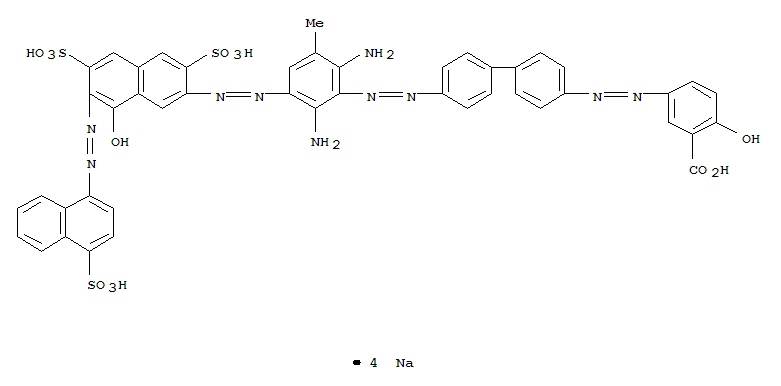 Benzoic acid,5-[2-[4'-[2-[2,6-diamino-3-[2-[8-hydroxy-3,6-disulfo-7-[2-(4-sulfo-1-naphthalenyl)diazenyl]-2-naphthalenyl]diazenyl]-5-methylphenyl]diazenyl][1,1'-biphenyl]-4-yl]diazenyl]-2-hydroxy-,sodi