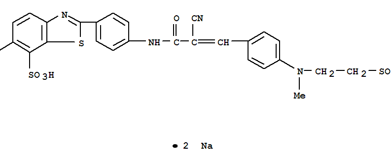 7-Benzothiazolesulfonicacid,2-[4-[[2-cyano-3-[4-[methyl(2-sulfoethyl)amino]phenyl]-1-oxo-2-propen-1-yl]amino]phenyl]-6-methyl-,sodium salt (1:2)