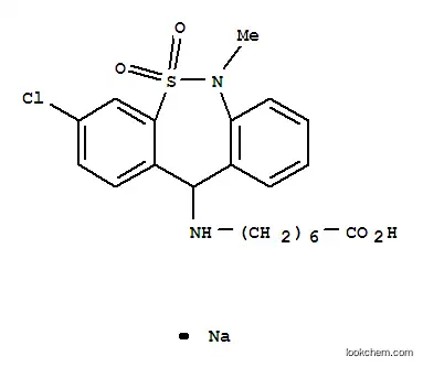 Molecular Structure of 30123-17-2 (Heptanoic acid,7-[(3-chloro-6,11-dihydro-6-methyl-5,5-dioxidodibenzo[c,f][1,2]thiazepin-11-yl)amino]-,sodium salt (1:1))