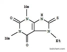 Molecular Structure of 335403-18-4 (7-ETHYL-8-MERCAPTO-1,3-DIMETHYL-3,7-DIHYDRO-PURINE-2,6-DIONE)