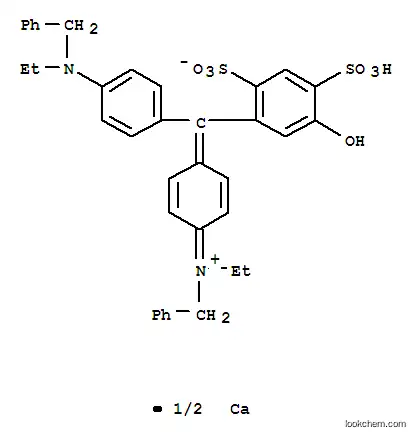 Molecular Structure of 3374-30-9 (dihydrogen bis[(benzyl)[4-[[4-(benzylethylamino)phenyl](5-hydroxy-2,4-disulphonatophenyl)methylene]cyclohexa-2,5-dien-1-ylidene](ethyl)ammonium], calcium salt)