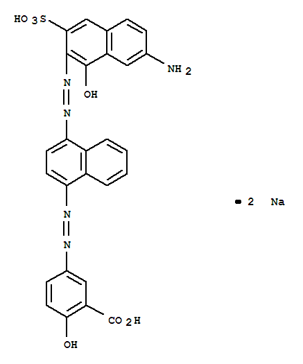 Benzoic acid,5-[2-[4-[2-(7-amino-1-hydroxy-3-sulfo-2-naphthalenyl)diazenyl]-1-naphthalenyl]diazenyl]-2-hydroxy-,sodium salt (1:2)
