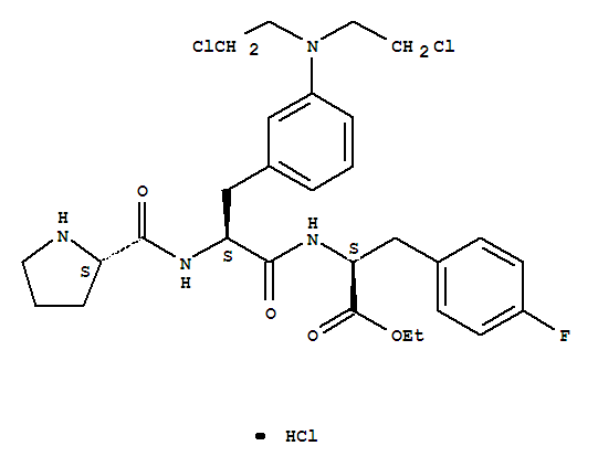 L-Phenylalanine,L-prolyl-3-[bis(2-chloroethyl)amino]-L-phenylalanyl-4-fluoro-, ethyl ester,monohydrochloride (9CI)