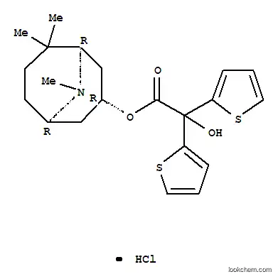 Molecular Structure of 38738-59-9 (2-Thiopheneacetic acid, alpha-hydroxy-alpha-2-thienyl-, (1R,3R,5R)-6,6 ,9-trimethyl-9-azabicyclo(3.3.1)non-3-yl ester, hydrochloride, rel-)