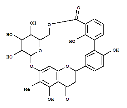 [1,1'-Biphenyl]-3-carboxylicacid, 5'-[7-(b-D-glucopyranosyloxy)-3,4-dihydro-5-hydroxy-6-methyl-4-oxo-2H-1-benzopyran-2-yl]-2,2'-dihydroxy-,intramol. 3,6'''-ester (9CI) cas  39262-31-2