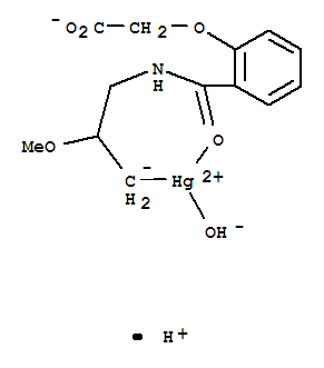 Mercurate(1-),[3-[[2-(carboxylatomethoxy)benzoyl-kO]amino]-2-methoxypropyl-kC]hydroxy-, hydrogen (1:1)