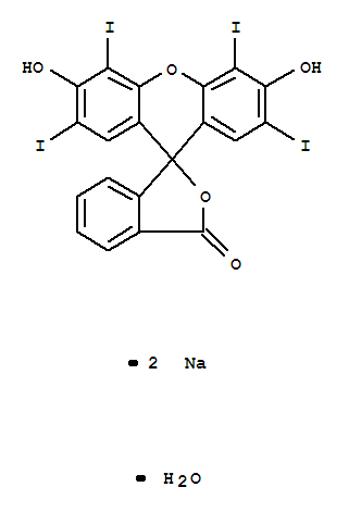 Spiro[isobenzofuran-1(3H),9'-[9H]xanthen]-3-one,3',6'-dihydroxy-2',4',5',7'-tetraiodo-, sodium salt, hydrate (1:2:1)(49746-10-3)