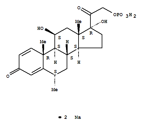 Pregna-1,4-diene-3,20-dione,11,17-dihydroxy-6-methyl-21-(phosphonooxy)-, 21-(dihydrogen phosphate), sodiumsalt (1:1), (6a,11b)-