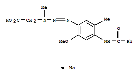 Acetic acid,2-[3-[4-(benzoylamino)-2-methoxy-5-methylphenyl]-1-methyl-2-triazen-1-yl]-,sodium salt (1:1)
