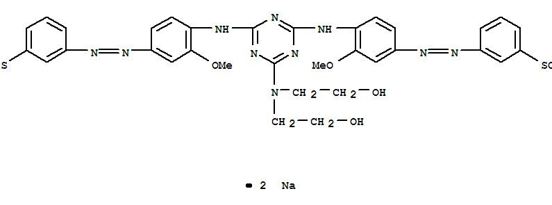 Benzenesulfonic acid, 3,3'-[[6-[bis(2-hydroxyethyl)amino]-1,3,5-triazine-2,4-diyl]bis[imino(3-methoxy-4,1-phenylene)-2,1-diazenediyl]]bis-,sodium salt (1:2)