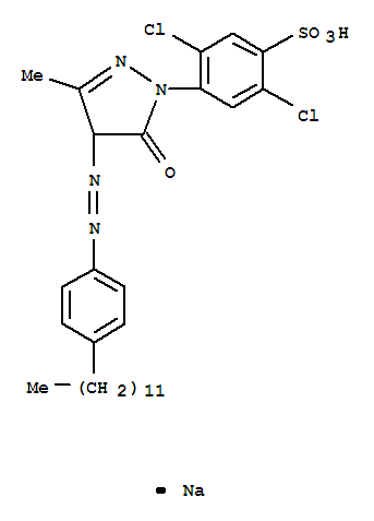 Benzenesulfonic acid,2,5-dichloro-4-[4-[2-(4-dodecylphenyl)diazenyl]-4,5-dihydro-3-methyl-5-oxo-1H-pyrazol-1-yl]-,sodium salt (1:1)