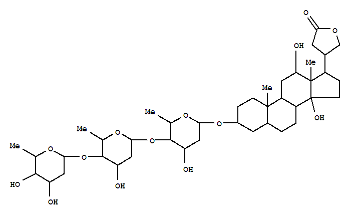 Cardanolide,3-[(O-2,6-dideoxy-b-D-ribo-hexopyranosyl-(1&reg;4)-O-2,6-dideoxy-b-D-ribo-hexopyranosyl-(1&reg;4)-2,6-dideoxy-b-D-ribo-hexopyranosyl)oxy]-12,14-dihydroxy-, (3b,5b,12b)-
