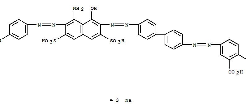 Benzoic acid,5-[2-[4'-[2-[8-amino-1-hydroxy-7-[2-(4-nitrophenyl)diazenyl]-3,6-disulfo-2-naphthalenyl]diazenyl][1,1'-biphenyl]-4-yl]diazenyl]-2-hydroxy-,sodium salt (1:3) cas  5422-17-3
