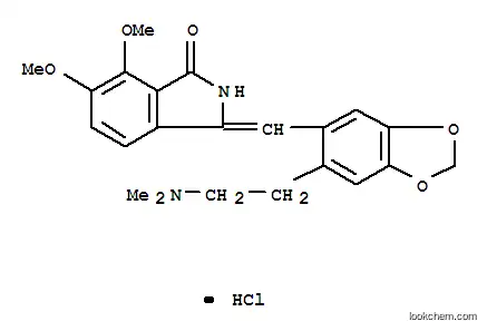 Molecular Structure of 548-71-0 (3-(6-(2-dimethylaminoethyl)-1,3-benzodioxol-5-ylmethylene)-6,7-dimethoxyisoindolin-1-one hydrochloride)