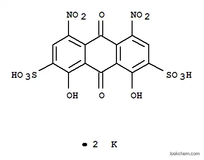 Molecular Structure of 56113-24-7 (dipotassium  9,10-dihydro-1,8-dihydroxy-4,5-dinitro-9,10-dioxoanthracene-2,7-disulphonate)