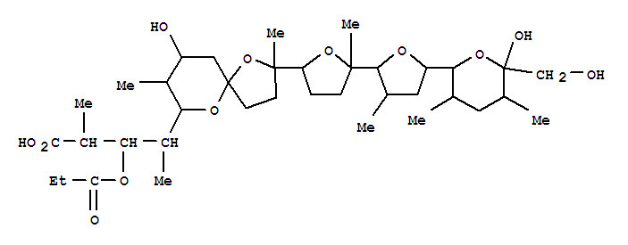 Monensin, 16-deethyl-3-O-demethyl-16-methyl-3-O-(1-oxopropyl)-