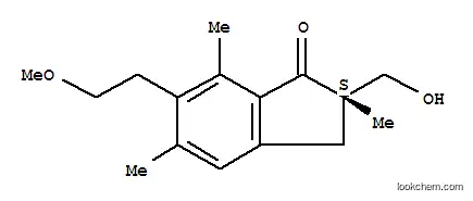 Molecular Structure of 56670-45-2 (1H-Inden-1-one, 2,3-dihydro-2-(hydroxymethyl)-6-(2-methoxyethyl)-2,5,7 -trimethyl-, (S)-)