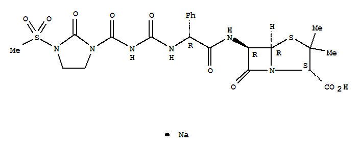 4-Thia-1-azabicyclo[3.2.0]heptane-2-carboxylicacid,3,3-dimethyl-6-[[[[[[[3-(methylsulfonyl)-2-oxo-1-imidazolidinyl]carbonyl]amino]carbonyl]amino]phenylacetyl]amino]-7-oxo-,monosodium salt, [2S-[2a,5a,