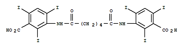 Molecular Structure of 606-17-7 (Benzoic acid,3,3'-[(1,6-dioxo-1,6-hexanediyl)diimino]bis[2,4,6-triiodo-)