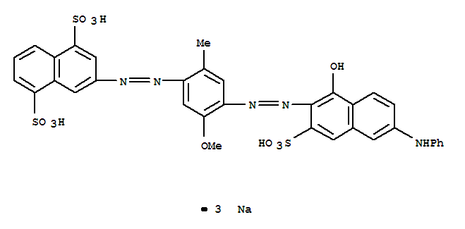1,5-Naphthalenedisulfonicacid,3-[2-[4-[2-[1-hydroxy-6-(phenylamino)-3-sulfo-2-naphthalenyl]diazenyl]-5-methoxy-2-methylphenyl]diazenyl]-,sodium salt (1:3)