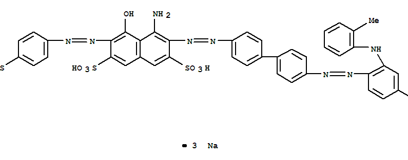trisodium 4-amino-5-hydroxy-3-[[4'-[[4-hydroxy-2-[(o-tolyl)amino]phenyl]azo][1,1'-biphenyl]-4-yl]azo]-6-[(4-sulphonatophenyl)azo]naphthalene-2,7-disulphonate  CAS NO.6358-80-1