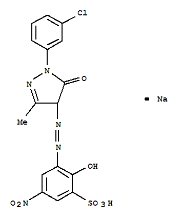 Benzenesulfonic acid,3-[2-[1-(3-chlorophenyl)-4,5-dihydro-3-methyl-5-oxo-1H-pyrazol-4-yl]diazenyl]-2-hydroxy-5-nitro-,sodium salt (1:1)