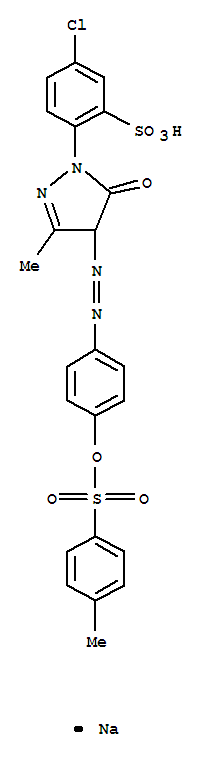 Benzenesulfonic acid,5-chloro-2-[4,5-dihydro-3-methyl-4-[2-[4-[[(4-methylphenyl)sulfonyl]oxy]phenyl]diazenyl]-5-oxo-1H-pyrazol-1-yl]-,sodium salt (1:1) cas  6372-96-9