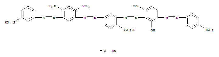 Benzenesulfonic acid,4-[2-[2,4-diamino-5-[2-(3-sulfophenyl)diazenyl]phenyl]diazenyl]-2-[2-[2,6-dihydroxy-3-[2-(4-nitrophenyl)diazenyl]phenyl]diazenyl]-,sodium salt (1:2)
