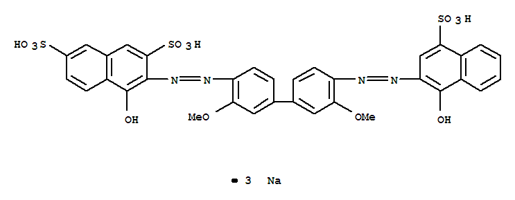 2,7-Naphthalenedisulfonicacid,4-hydroxy-3-[2-[4'-[2-(1-hydroxy-4-sulfo-2-naphthalenyl)diazenyl]-3,3'-dimethoxy[1,1'-biphenyl]-4-yl]diazenyl]-,sodium salt (1:3)