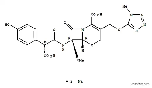 Molecular Structure of 64953-12-4 (5-Oxa-1-azabicyclo[4.2.0]oct-2-ene-2-carboxylicacid,7-[[(2R)-2-carboxy-2-(4-hydroxyphenyl)acetyl]amino]-7-methoxy-3-[[(1-methyl-1H-tetrazol-5-yl)thio]methyl]-8-oxo-,sodium salt (1:2), (6R,7R)-)