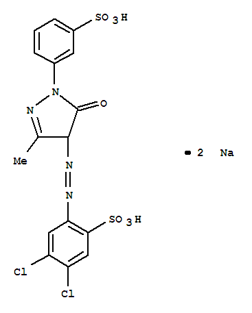 Benzenesulfonic acid,4,5-dichloro-2-[2-[4,5-dihydro-3-methyl-5-oxo-1-(3-sulfophenyl)-1H-pyrazol-4-yl]diazenyl]-,sodium salt (1:2)