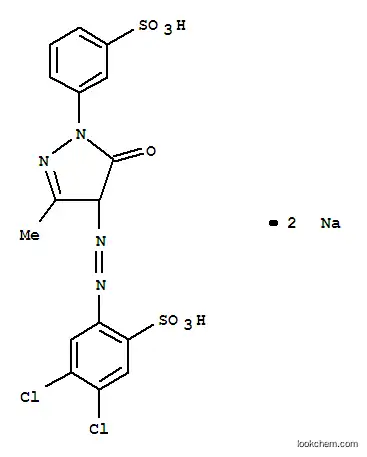 Molecular Structure of 65212-76-2 (disodium 4,5-dichloro-2-[[4,5-dihydro-3-methyl-5-oxo-1-(3-sulphonatophenyl)-1H-pyrazol-4-yl]azo]benzenesulphonate)