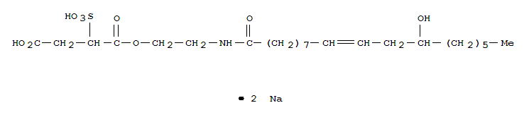 Butanedioic acid,2-sulfo-, 1-[2-[(12-hydroxy-1-oxo-9-octadecen-1-yl)amino]ethyl] ester, sodiumsalt (1:2)