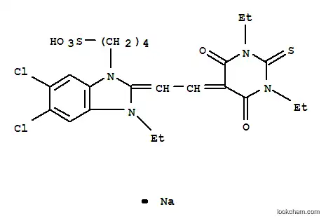Molecular Structure of 65294-03-3 (sodium 5,6-dichloro-2-[(1,3-diethyltetrahydro-4,6-dioxo-2-thioxo-(2H)-pyrimidin-5-ylidene)ethylidene]-3-ethyl-2,3-dihydro-1H-benzimidazole-1-butanesulphonate)
