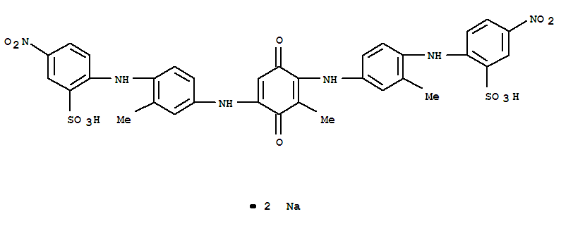 Benzenesulfonic acid,2,2'-[(2-methyl-3,6-dioxo-1,4-cyclohexadiene-1,4-diyl)bis[imino(2-methyl-4,1-phenylene)imino]]bis[5-nitro-,sodium salt (1:2)