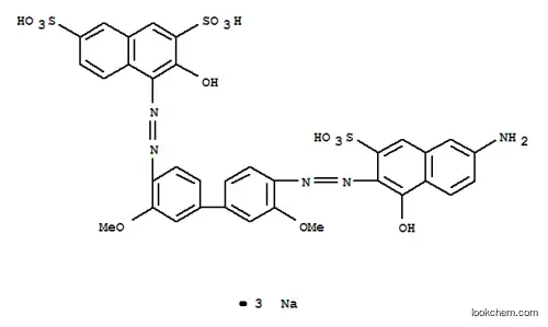 Molecular Structure of 68084-22-0 (trisodium 4-[[4'-[(6-amino-1-hydroxy-3-sulphonato-2-naphthyl)azo]-3,3'-dimethoxy[1,1'-biphenyl]-4-yl]azo]-3-hydroxynaphthalene-2,7-disulphonate)