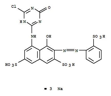 2,7-Naphthalenedisulfonicacid,5-[(4-chloro-5,6-dihydro-6-oxo-1,3,5-triazin-2-yl)amino]-4-hydroxy-3-[2-(2-sulfophenyl)diazenyl]-,sodium salt (1:3)
