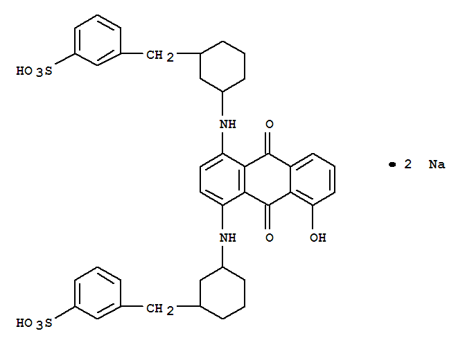 Benzenesulfonic acid,3,3'-[(9,10-dihydro-5-hydroxy-9,10-dioxo-1,4-anthracenediyl)bis(imino-3,1-cyclohexanediylmethylene)]bis-,disodium salt (9CI)