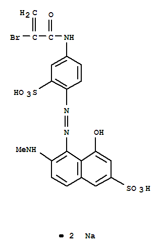 2-Naphthalenesulfonicacid,5-[2-[4-[(2-bromo-1-oxo-2-propen-1-yl)amino]-2-sulfophenyl]diazenyl]-4-hydroxy-6-(methylamino)-,sodium salt (1:2)(70210-39-8)