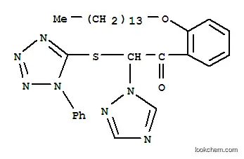 Molecular Structure of 70679-13-9 (2-[(1-phenyl-1H-tetrazol-5-yl)thio]-o-(tetradecyloxy)-2-(1H-1,2,4-triazol-1-yl)acetophenone)