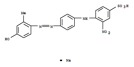 Benzenesulfonic acid, 4-[[4-[2-(4-hydroxy-2-methylphenyl)diazenyl]phenyl]amino]-3-nitro-, sodium salt (1:1)(70865-20-2)